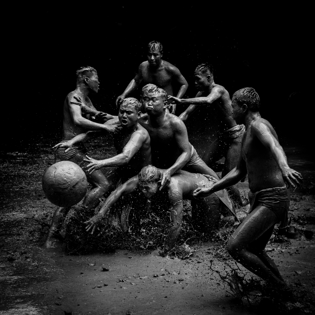Mud ball wrestling