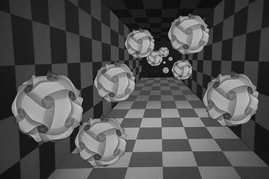 checkerboard and spheres