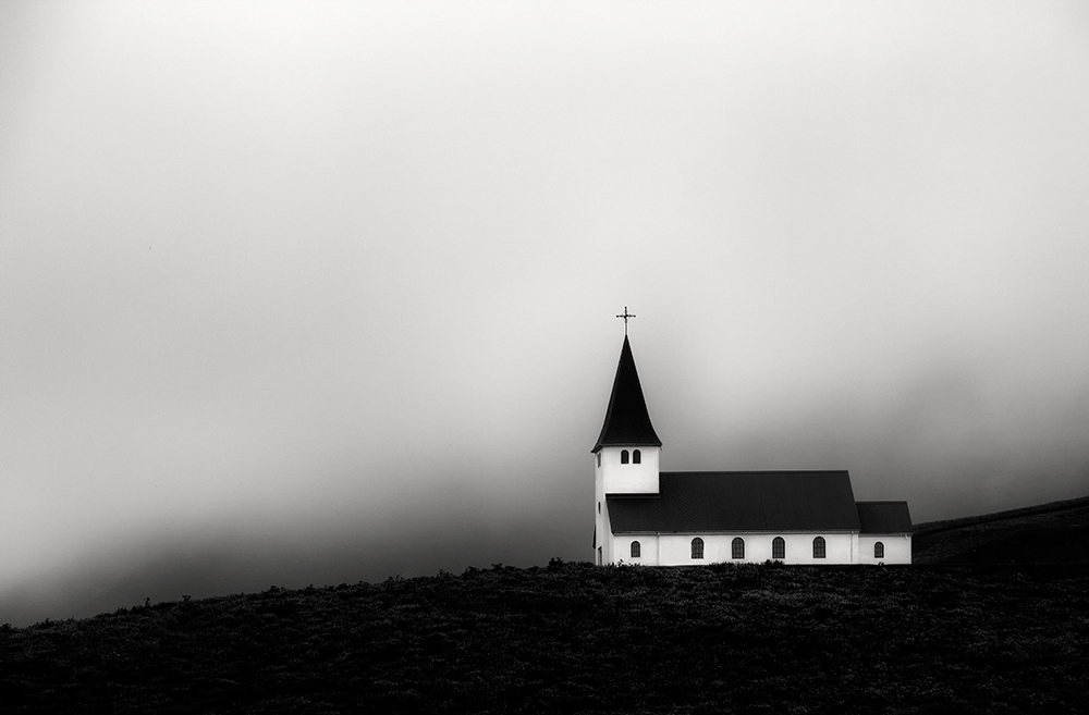 Vik Church Surrounded by Mist, Iceland