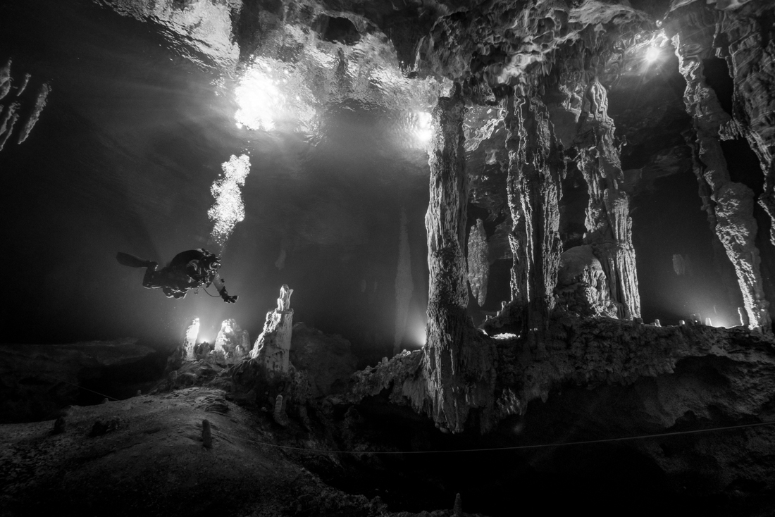 Scenery of flooded cave