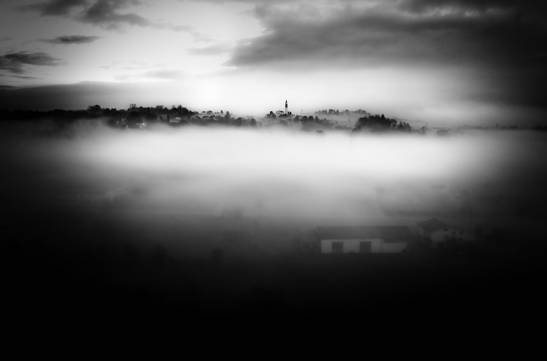 Bell tower beyond the fog