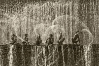 Children in a waterfall