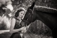 Beautiful moment between girl and horse
