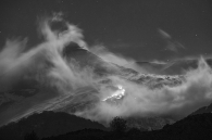  Moonlite dance over snowy volcano